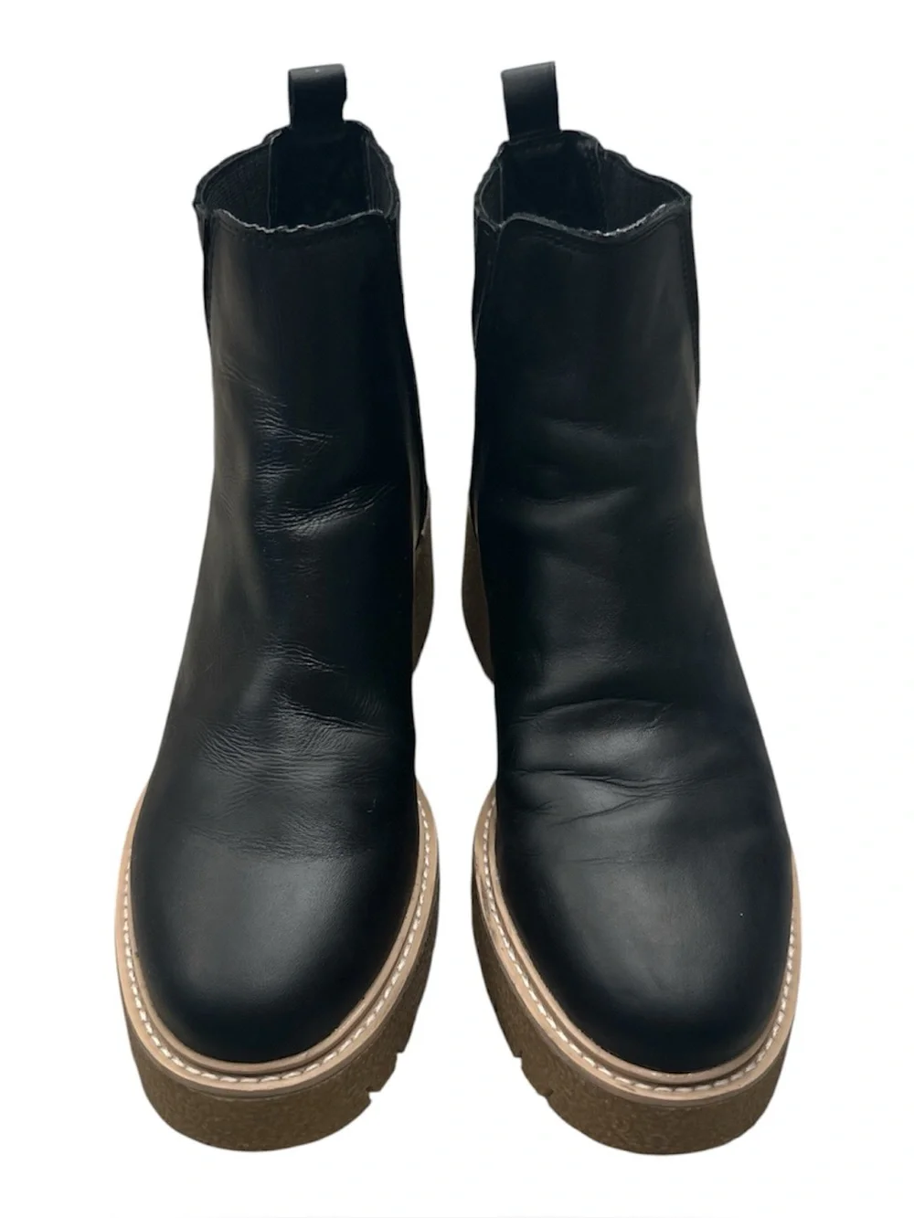 Dolce Vita Black Leather Ankle Chelsea Boots Platform Lug Sole  Size 9.5